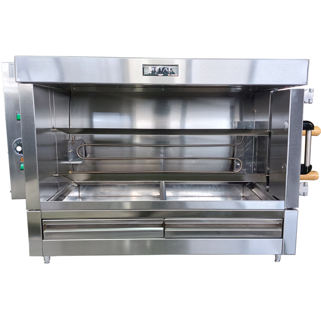 2 SKEWERS ELEC. ROTISSERIE FOR10 CHICKENS INDEPENDET MOTORS 