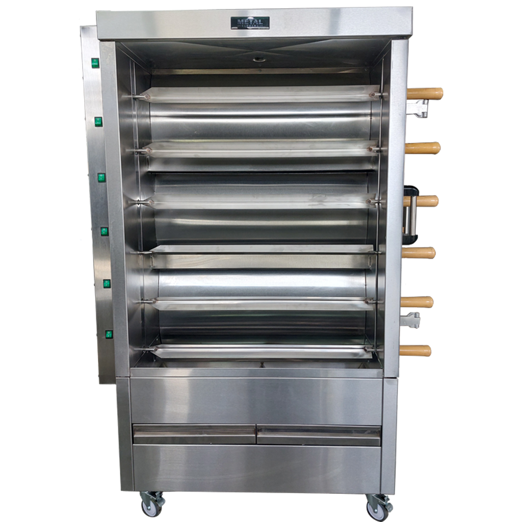 6 SKEWERS GAS ROTISSERIE FOR 30 CHICKENS INDEPENDENT MOTORS 