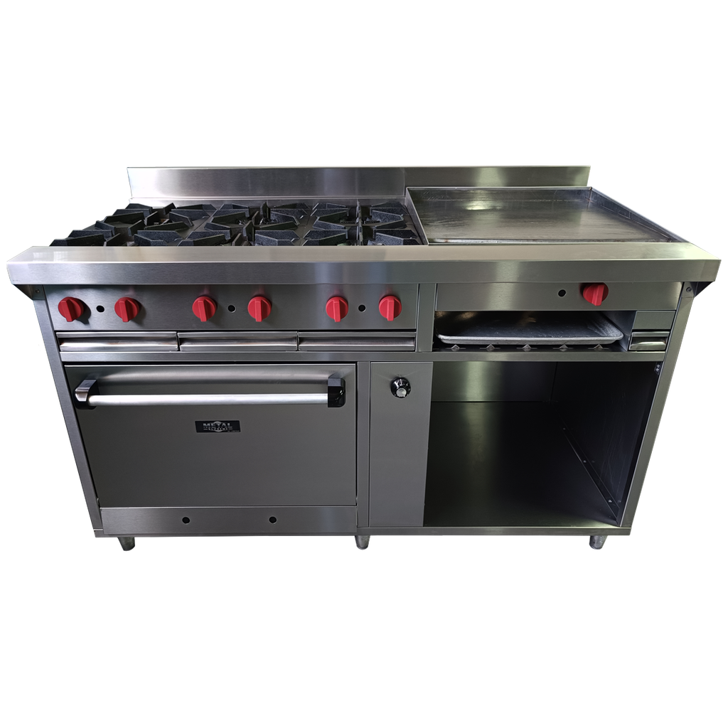 COCINA 6 HORNILLAS, PLANCHA, GRAT. Y HORNO EN A/I 430 C/SEG