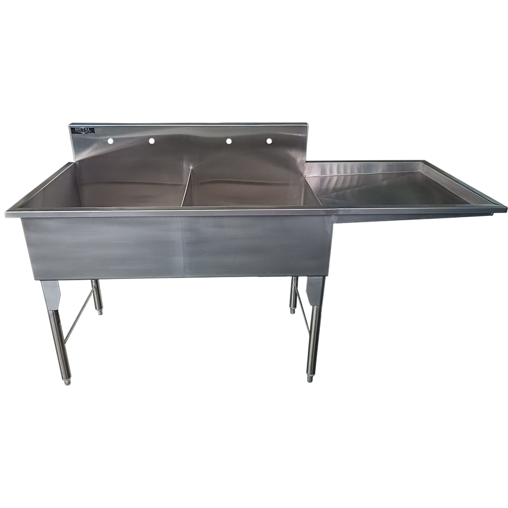 FREGADERO DOBLE CON ESCURRIDERO 186 X 70 X 90 EN AI 430
