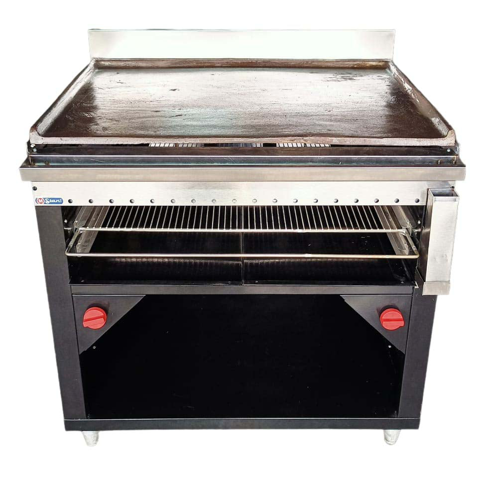 PLANCHA GRANDE CON GABINETE Y GRATINADOR GALV. PINTADA
