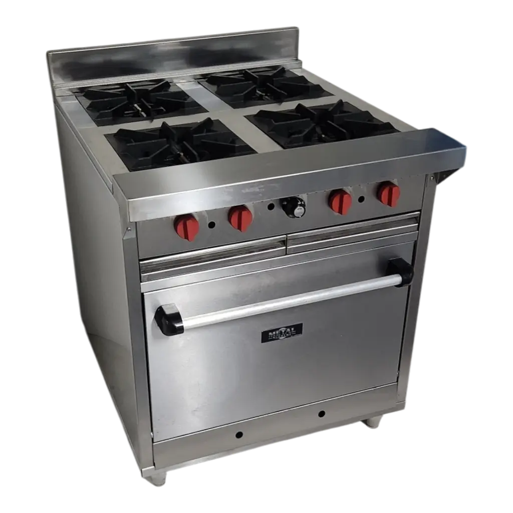 COCINA INDUSTRIAL 4 HORNILLAS TOPE AMPLIO Y HORNO EN A/I 430 C/SEG