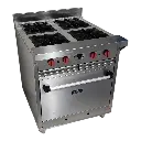 COCINA INDUSTRIAL 4 HORNILLAS TOPE AMPLIO Y HORNO EN A/I 430 C/SEG