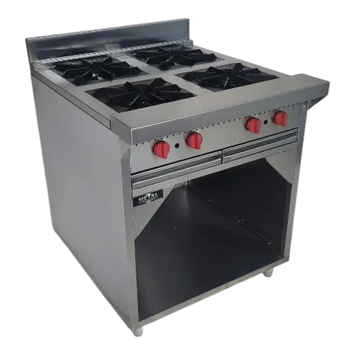 [CIHM64008G] COCINA INDUSTRIAL 4 HORNILLAS TOPE AMPLIO CON GABINETE 