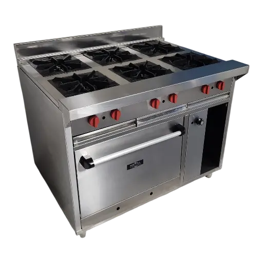 [CIHM66018G] COCINA INDUSTRIAL 6 HORNILLAS TOPE AMPLIO Y HORNO EN A/I 430 C/SEG